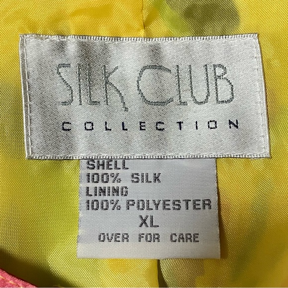 Silk Club Collection Colorful Floral Yellow Silk Jacket - Picture 7 of 8